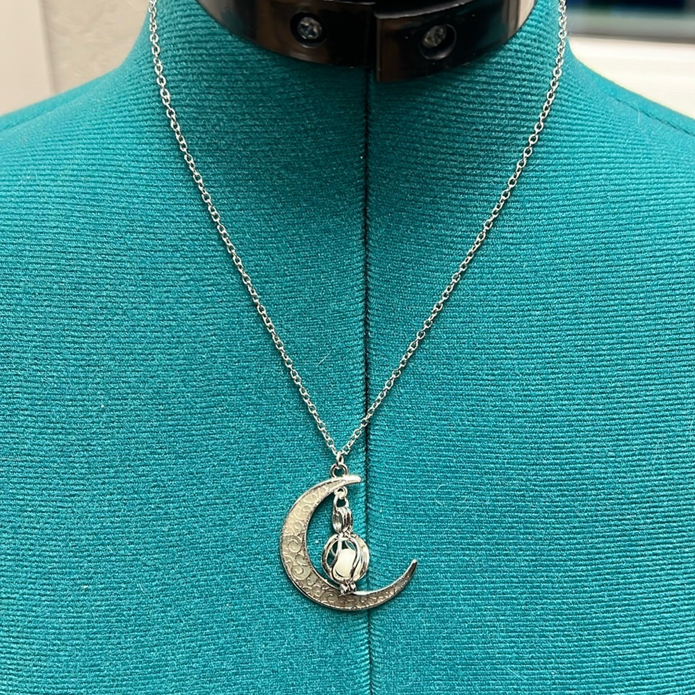 New!  Moon necklace with glow stone